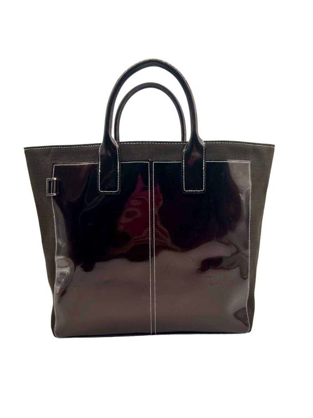 Brown Glossy Fabric Tote Bag